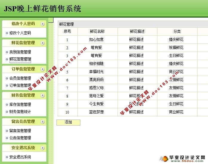 网上鲜花花店销售管理系统的设计与实现JSP