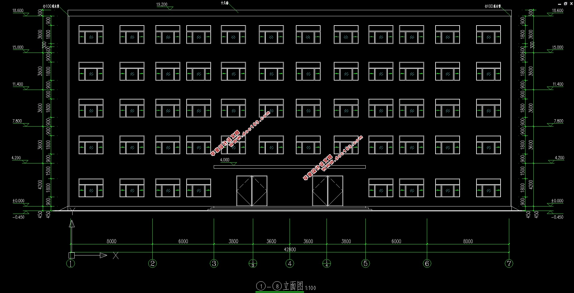 五层4000平米综合办公楼设计(建筑图,结构图)