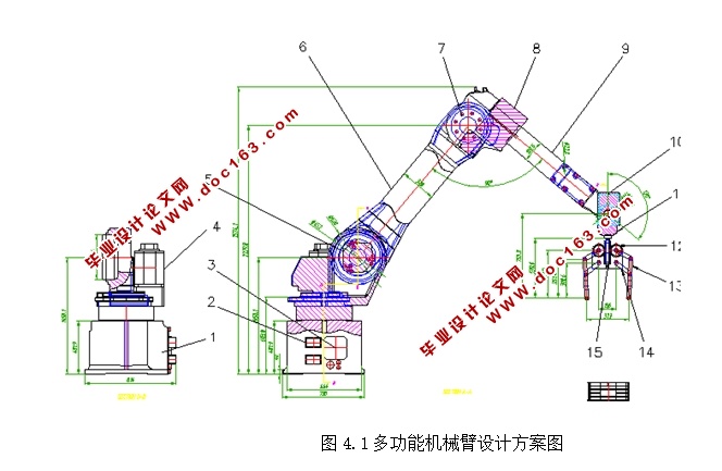 摘要   本毕业设计是一个多功能机械臂与传动装置综合设计的设计