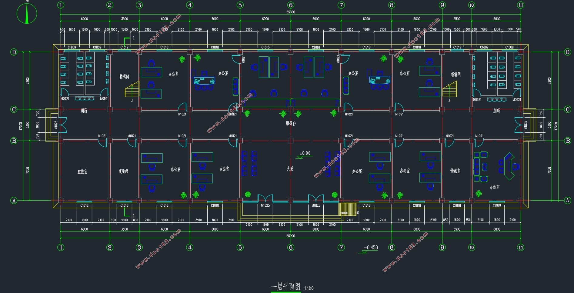 六层5600平米淮安市自来水厂办公楼设计(含施工组织,建筑图结构图)