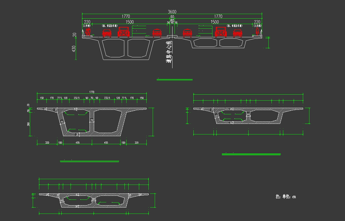 三跨不等跨50m+72m+50m江苏某连续梁桥设计(含CAD图,Midas模型)