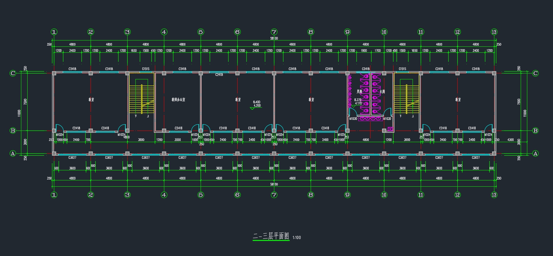 �Ĳ�2400ƽ���Ͼ���ĳСѧ��У����ѧ¥���(������ͼ�ṹͼ)