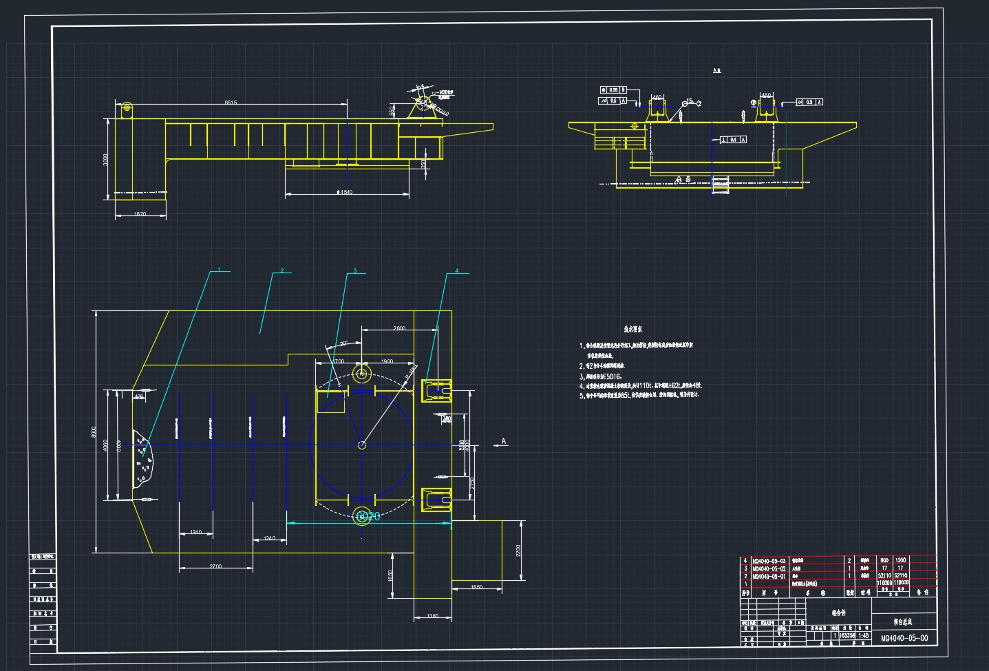 MQ4040����ʽ���ػ�ת̨�ṹ���(��CADͼ,solidworks��άͼ)